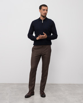 Stefano Ricci Blue cashmere and silk polo shirt with logo K808096P30F25374