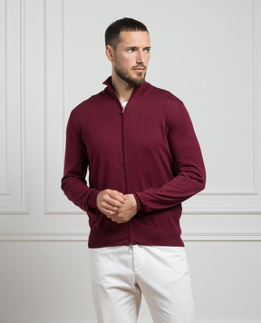 Cashmere&Whiskey Burgundy cardigan with silk and cashmere FS08