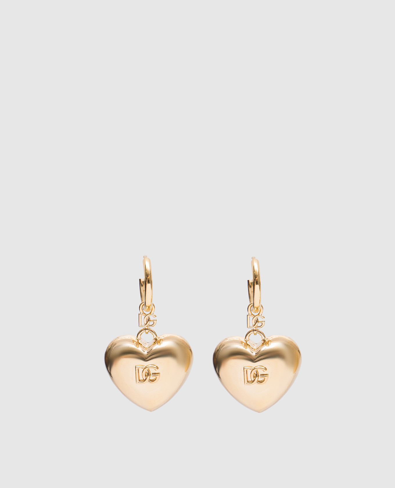 Golden earrings in the form of a heart with a logo Dolce&Gabbana