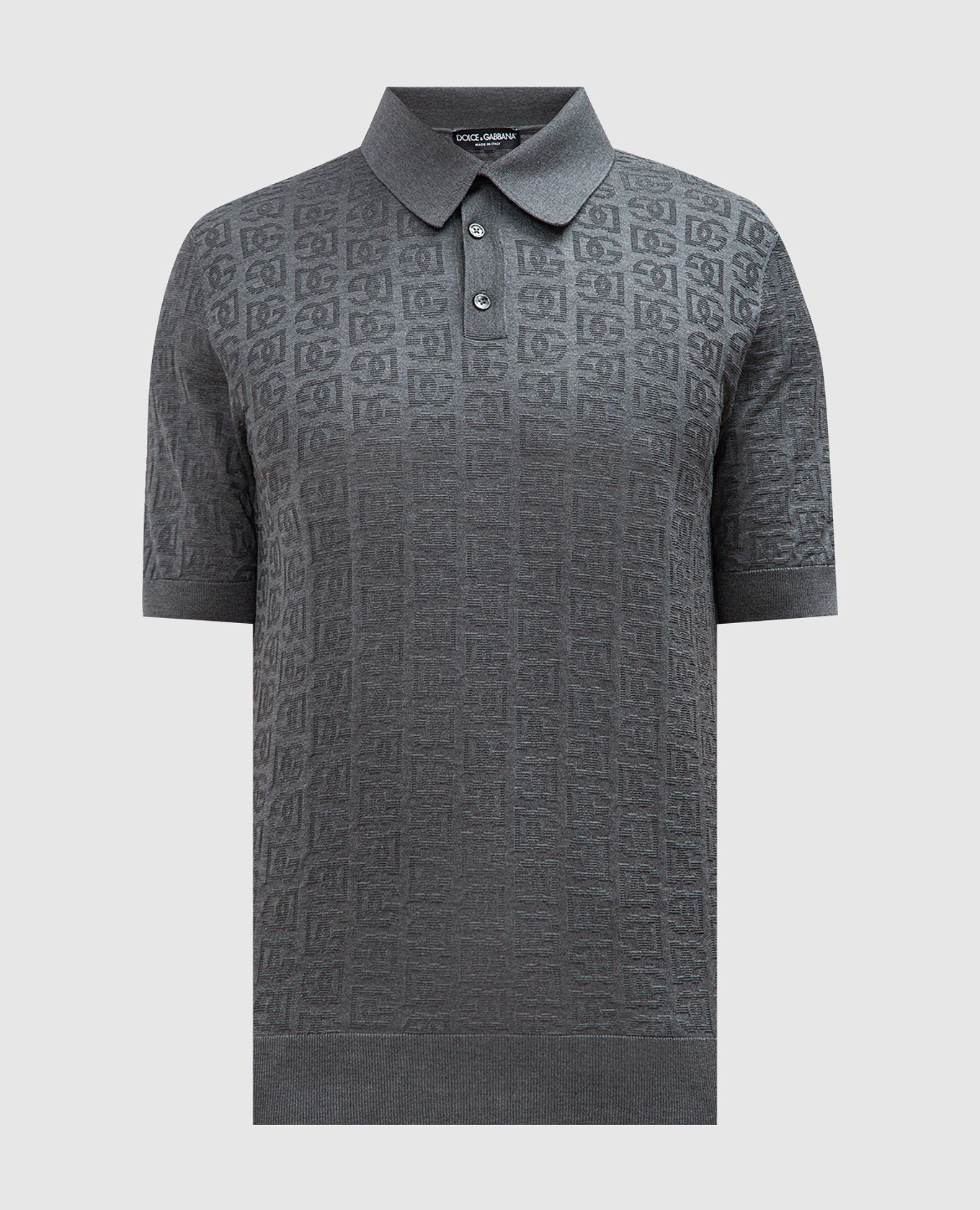 Gray polo shirt made of silk in a woven pattern Dolce&Gabbana