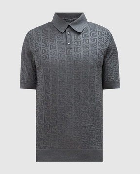 Dolce&Gabbana Gray polo shirt made of silk in a woven pattern GXZ15TJBSKE
