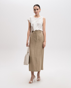 Peserico Beige linen skirt with slits P0514302606