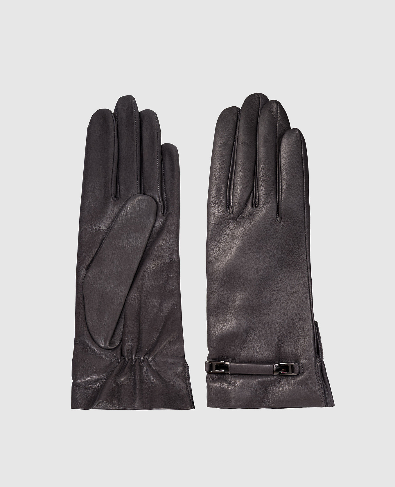 Gray leather gloves Sermoneta Gloves