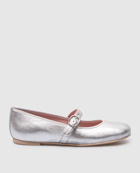 Pretty Ballerinas Children's silver Hannah leather ballet flats 49106