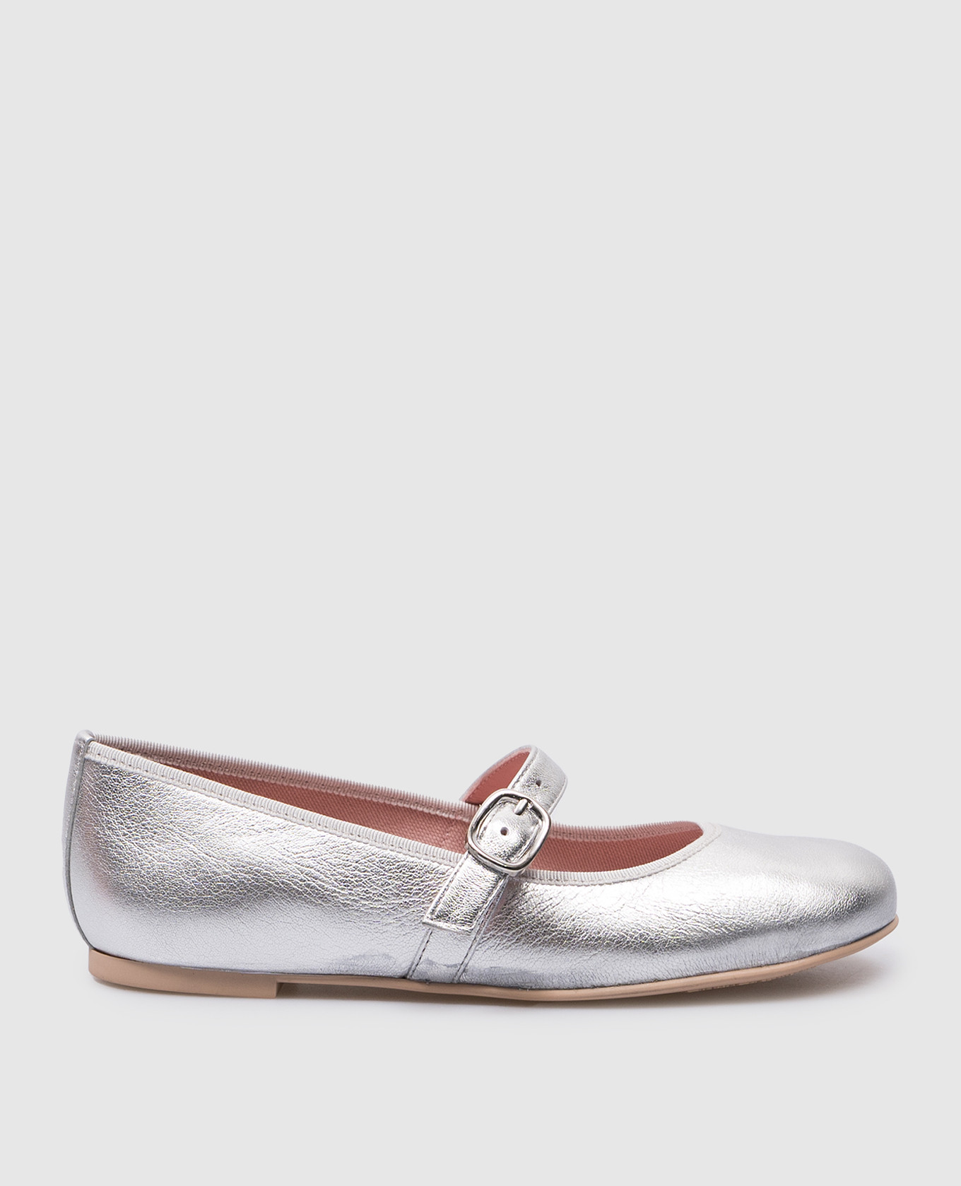 Children's silver hannah leather ballet flats pretty ballerinas