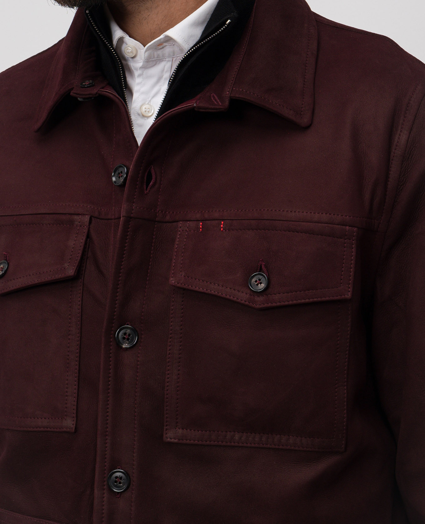 Burgundy nubuck shirt jacket ISAIA 5