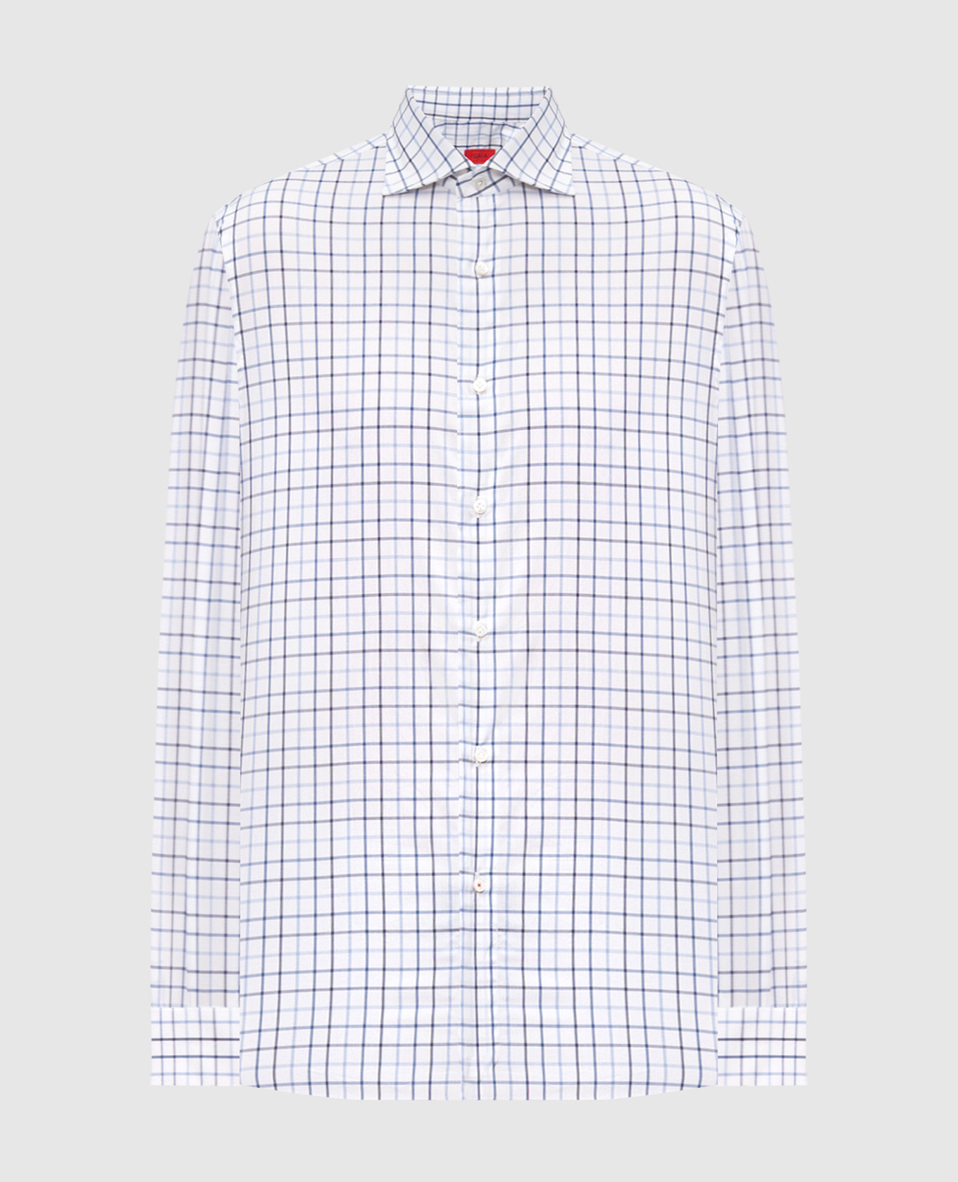 White checkered shirt with emblem ISAIA