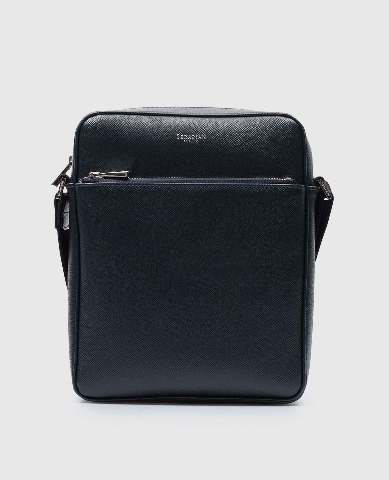 

EVOLUZIONE blue leather bag with logo Serapian