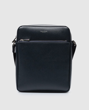 Serapian EVOLUZIONE blue leather bag with logo SREVLMML679919Y021