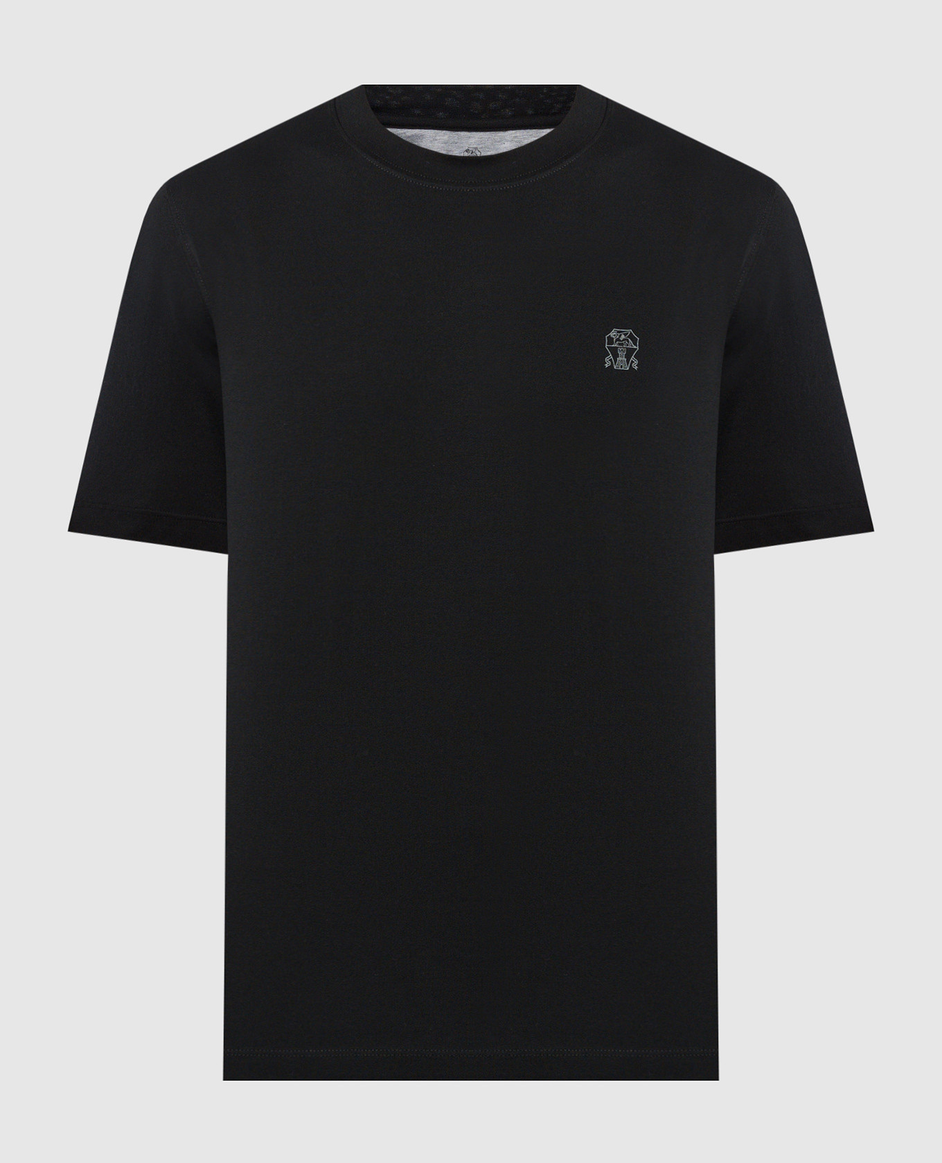 Black t-shirt with logo emblem print brunello cucinelli