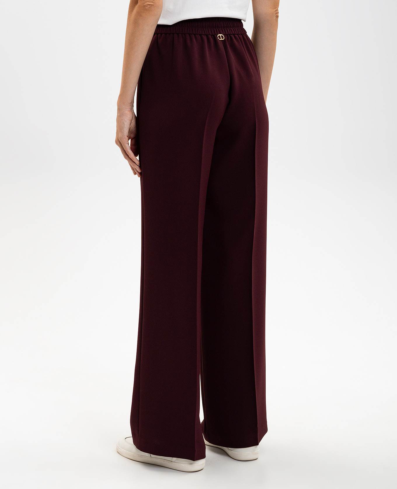 Burgundy pants with logo Twinset 4