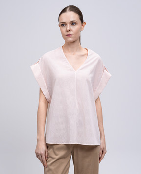 Dondup Pink striped top with monogram logo DC408EF0151D002
