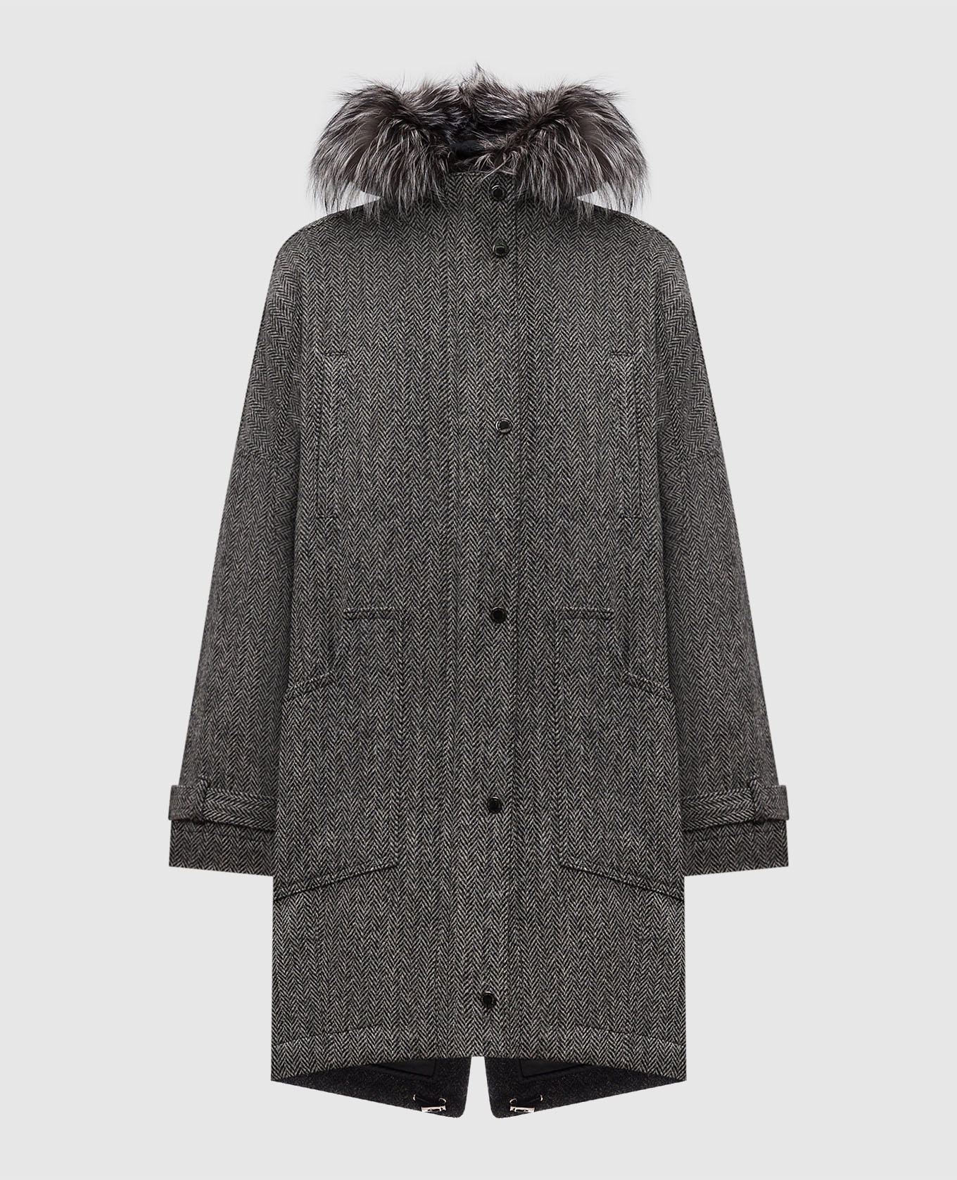 

Gray fur coat with removable lining Via Cappella, Серый