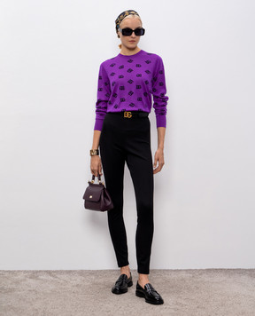 Dolce&Gabbana Purple wool and silk jumper with DG logo monogram FXJ34TJGMB2
