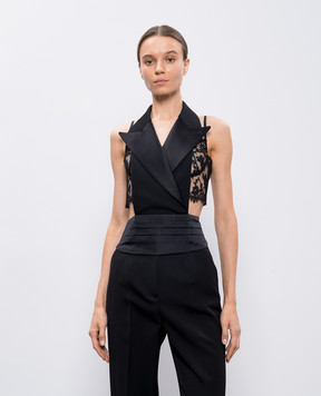 Dolce&Gabbana Black vest made of wool and silk F7AI8TGDCRJ