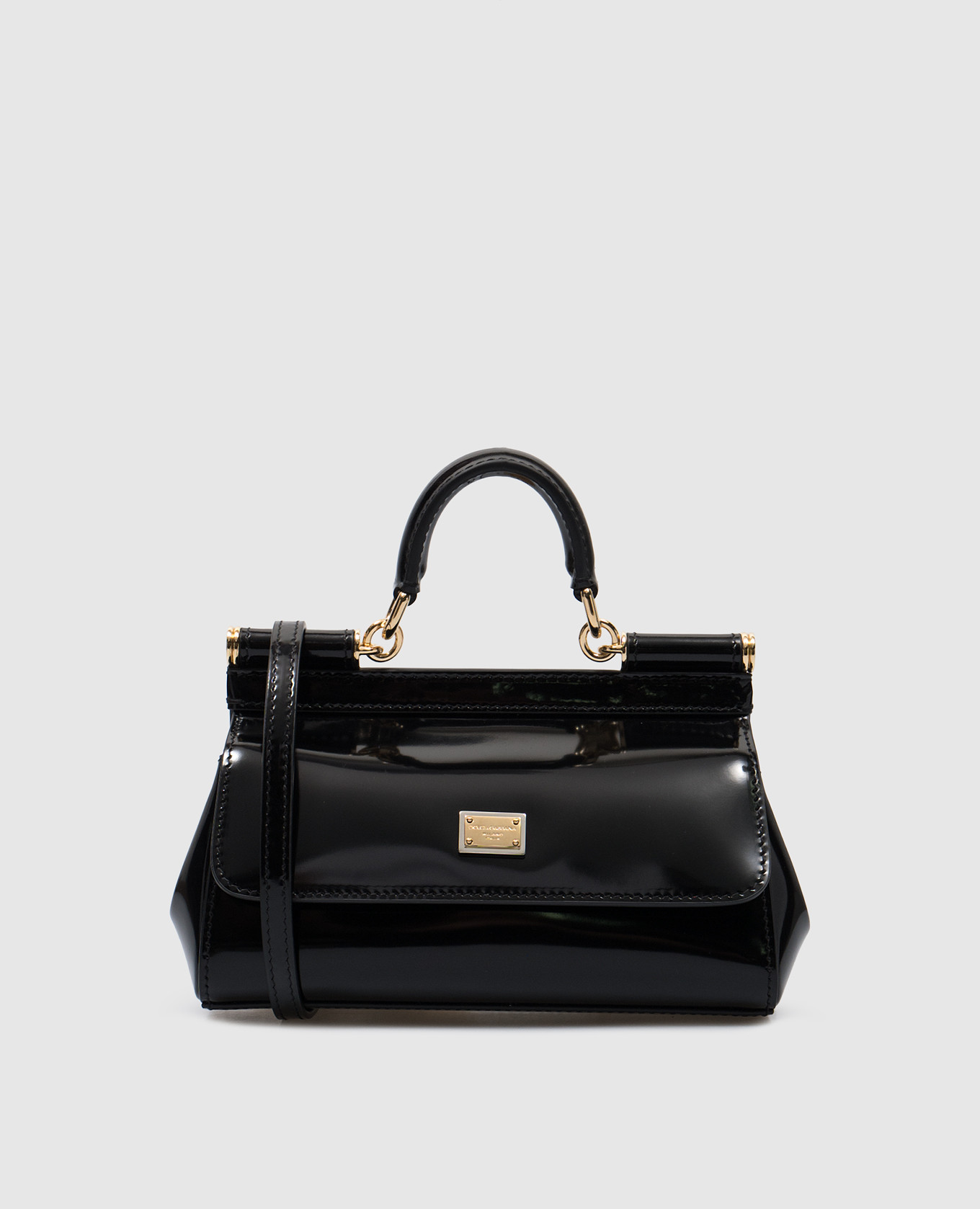 

Black glossy leather Sicily mini bag with logo Dolce&Gabbana