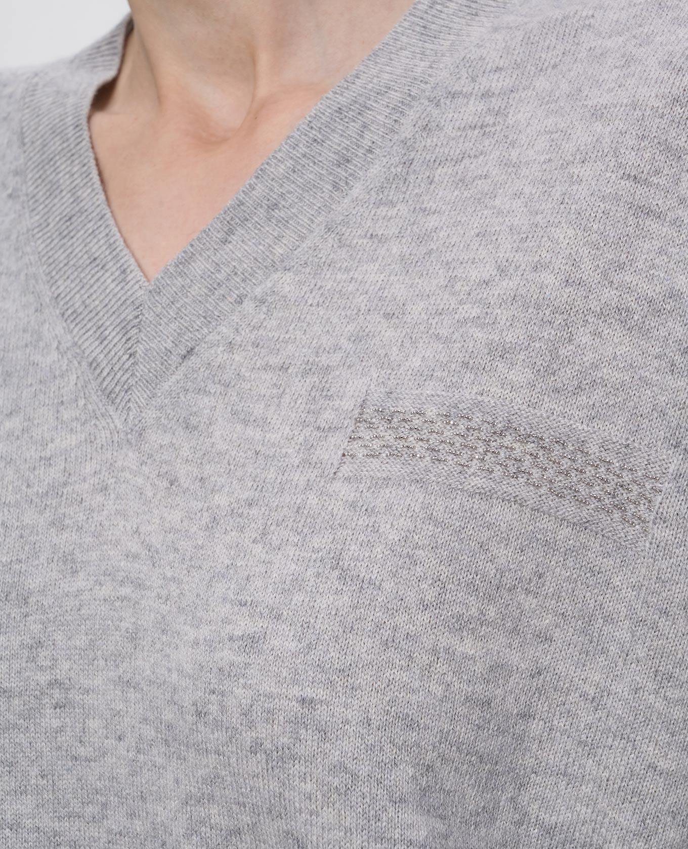 Gray wool, silk and cashmere pullover Peserico 5