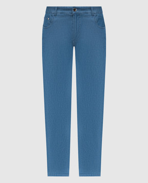 Cashmere&Whiskey BELLUNO blue pants with logo patch 771BELLUNO