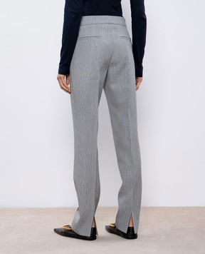 Jil Sander Gray pants made of wool in a check with slits J02KA0265J40177