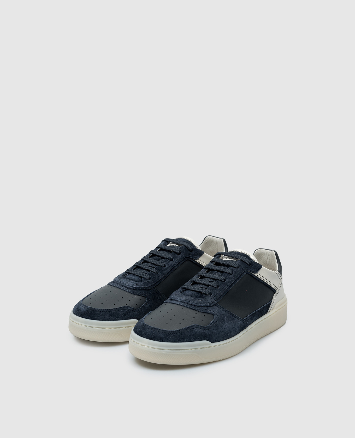 

Blue leather Basket sneakers with logo Brunello Cucinelli