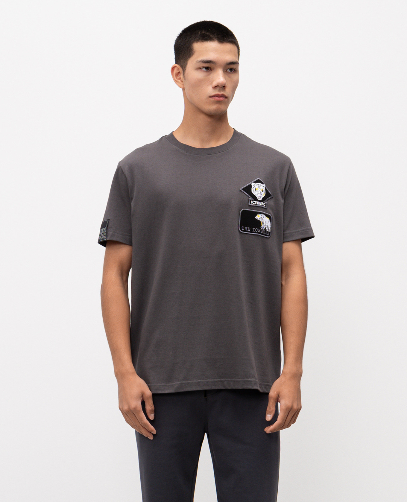 

Gray T-shirt with brand patch Iceberg, Grey