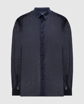 Vilebrequin Blue shirt with embroidered logo emblem CCAC3V00