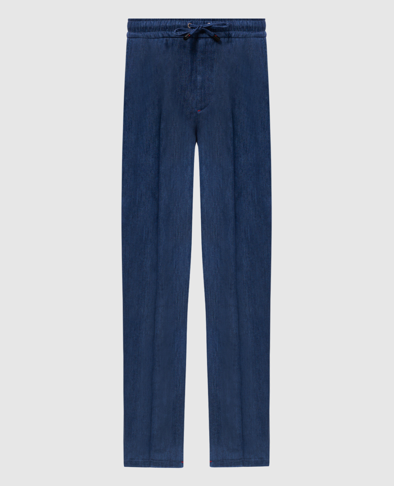 

Blue linen trousers with logo ISAIA