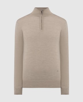ISAIA Beige wool jumper with logo embroidery MG8018YP005