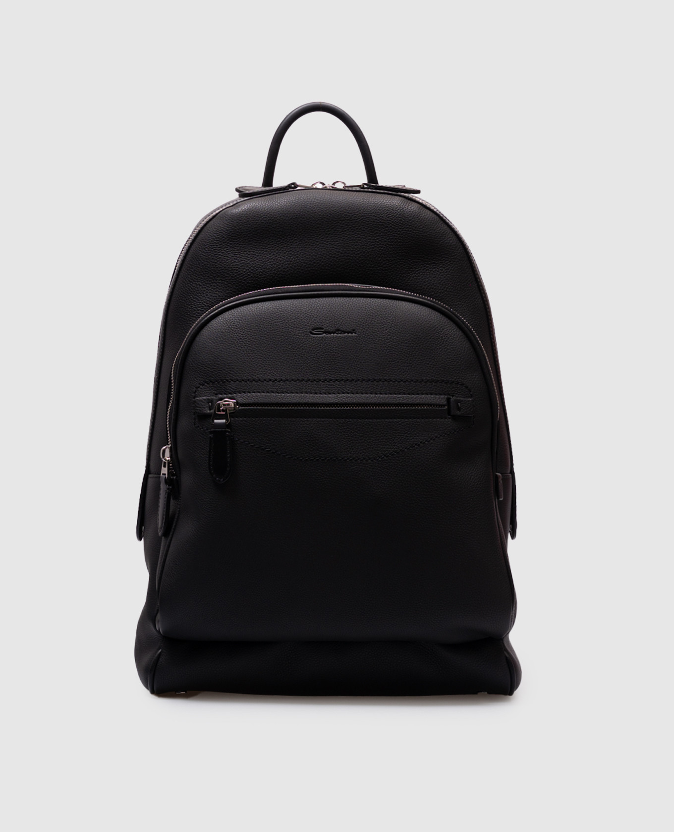 

Black leather backpack with logo Santoni