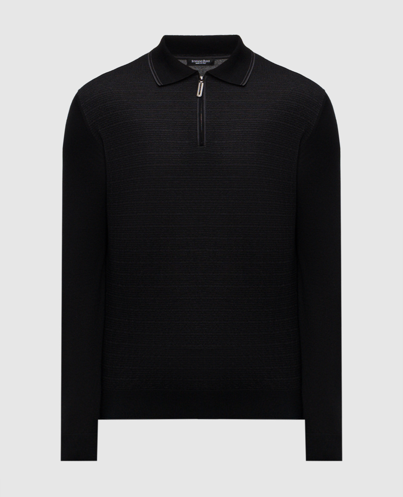 

Black cashmere and silk polo with logo Stefano Ricci