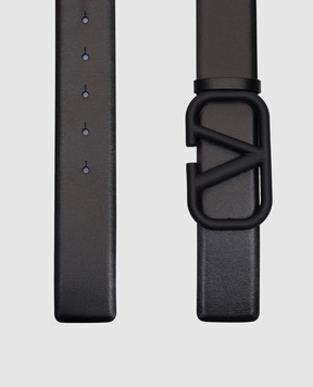 Valentino Black leather belt with VLogo Signature logo 6Y2T0Q87WQG