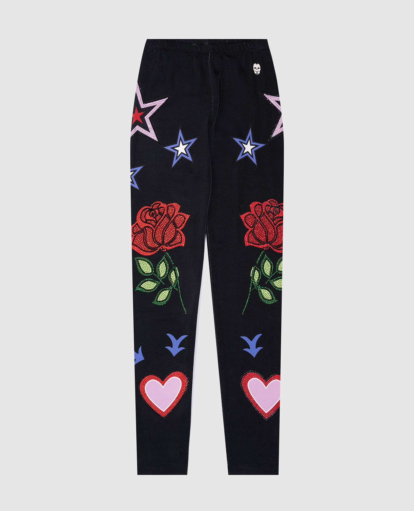 

Children's black leggings with crystals Philipp Plein, Черный