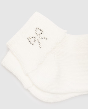 RiminiVeste Coccoli children's white socks with crystals in the form of a bow LOLLO3FS