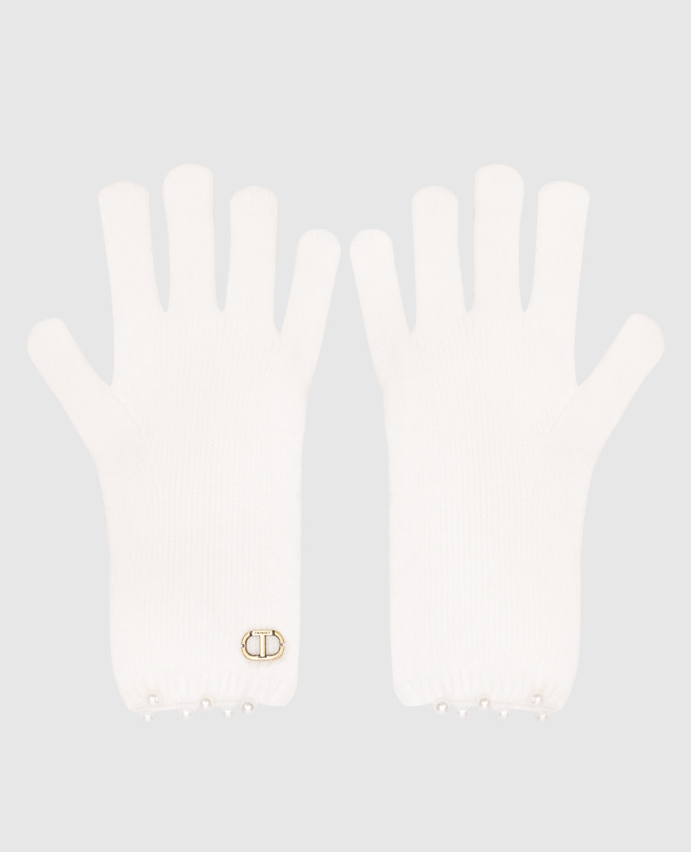 

White angora gloves with beads Twinset