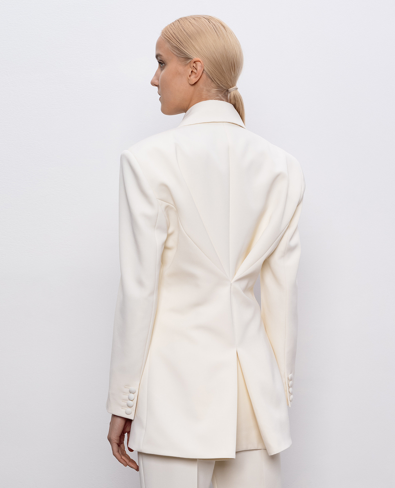 Beige double-breasted wool jacket with accent shoulders Givenchy 4