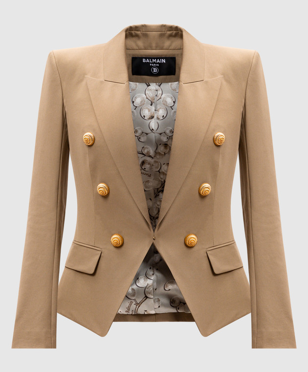ジャケット BALMAIN Women Jackets DF0SM340CF47 0FK Beige Balmain - Beige jacket with branded rivets DF0SM340CF47