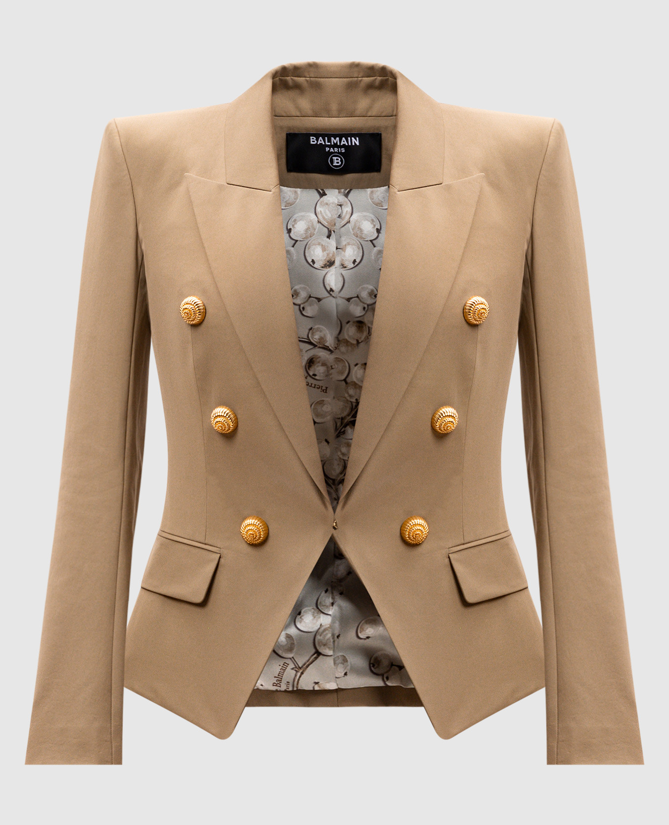 

Beige jacket with branded rivets Balmain