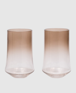 Brunello Cucinelli Set of Murano glass glasses with logo emblem MLBICXMS02