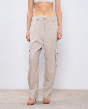 Twinset Beige cargo pants with branded embroidery 242AM2042