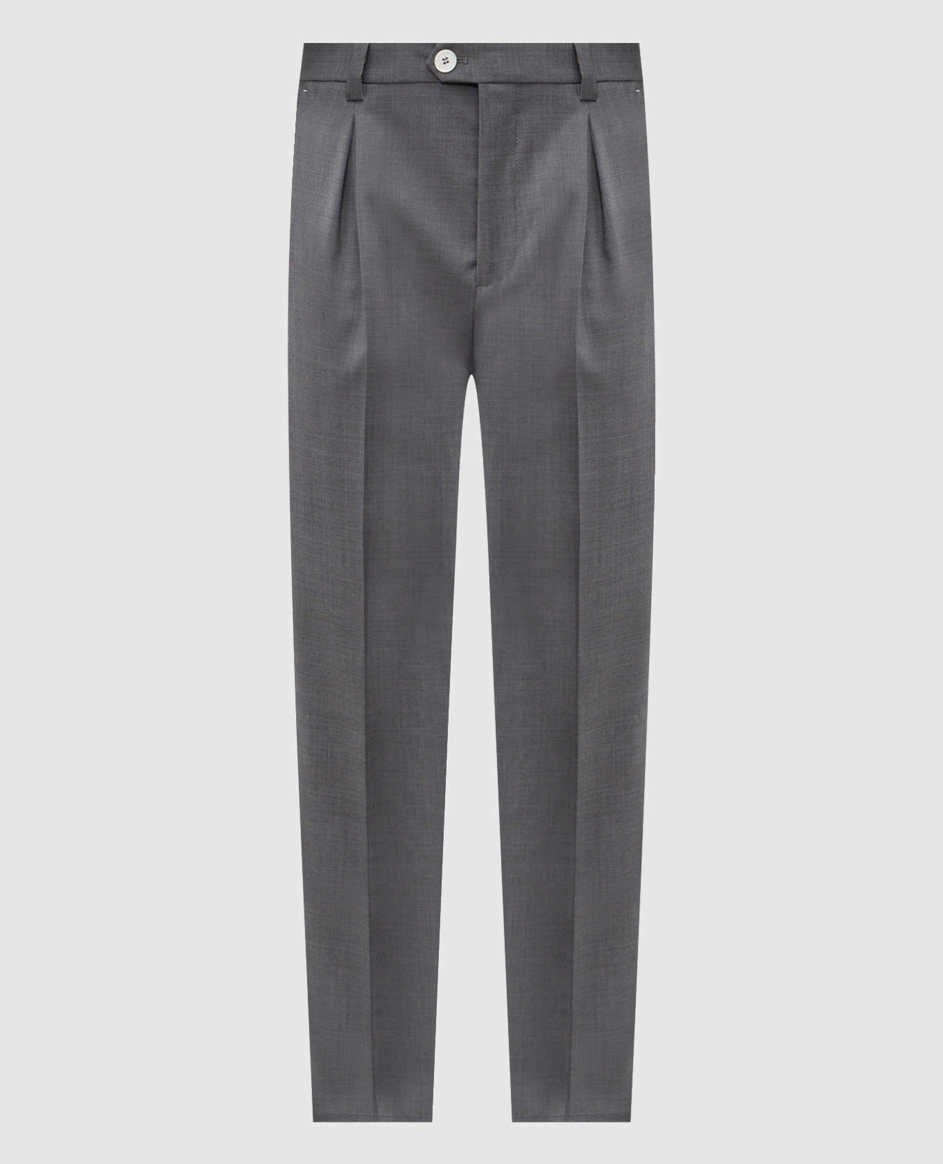 Grey wool trousers with logo patch Brunello Cucinelli