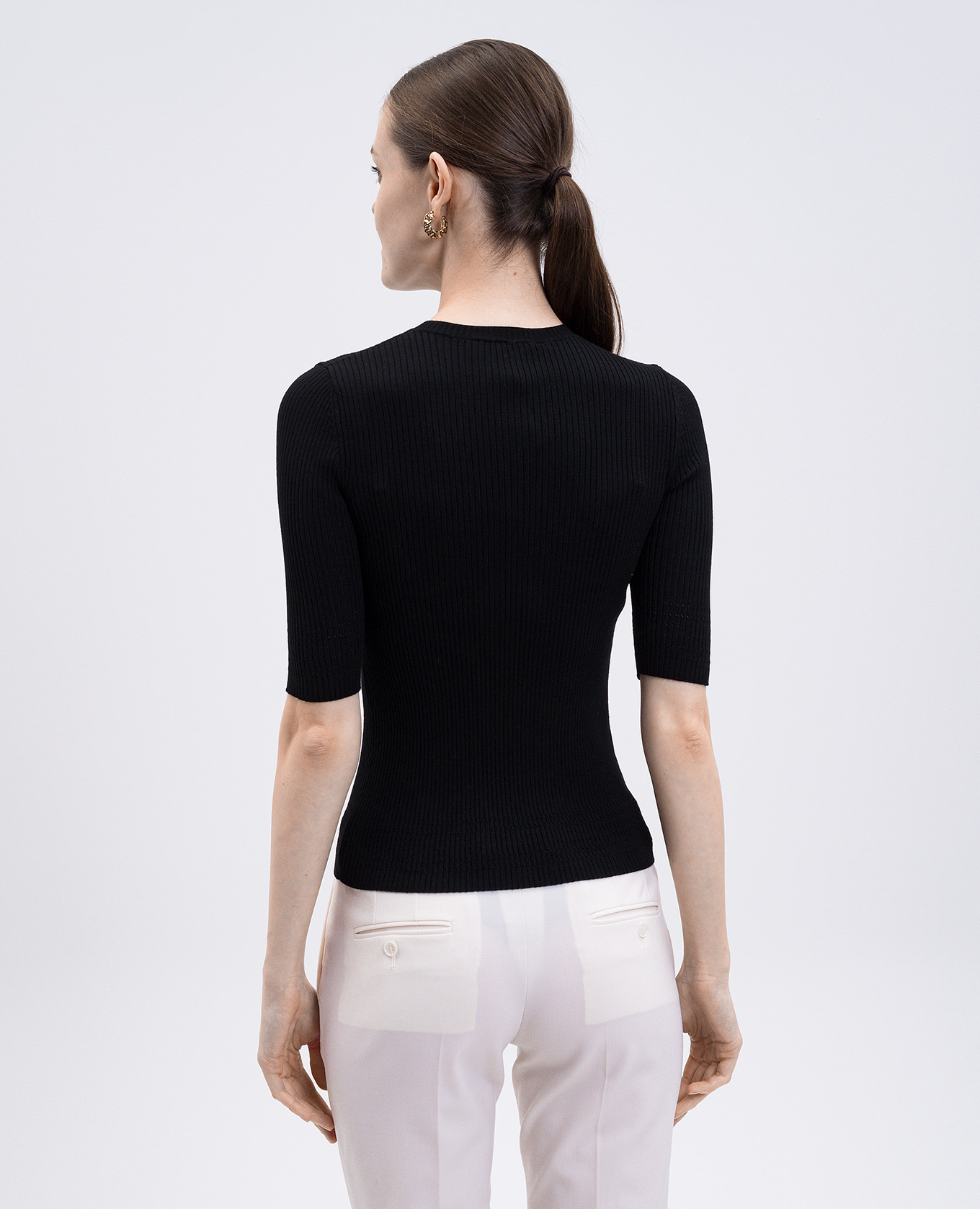 

Black ribbed top with logo Twinset