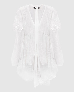 Twinset White silk blouse with lace 251TS2094