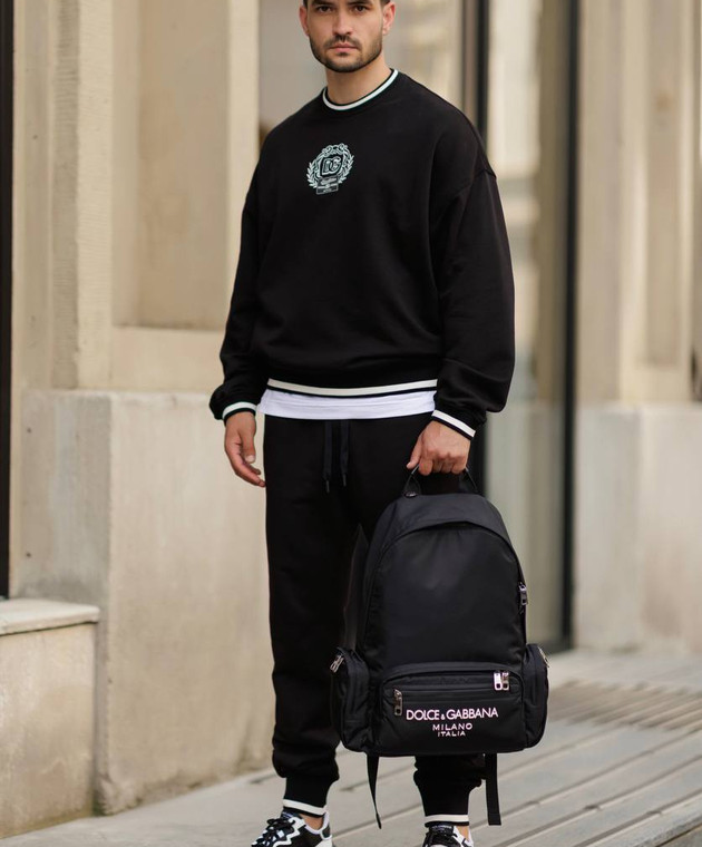 Dolce&Gabbana Black sweatshirt with logo embroidery G9BIQZHU7DU