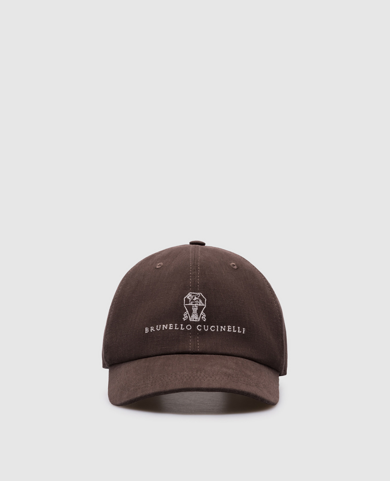 

Brown linen cap with logo embroidery Brunello Cucinelli