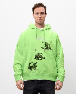 Off-White Green hoodie with crystal logo OMBB085S25FLE006