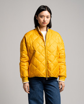 Stilnology Yellow quilted down jacket with metallic logo 63T830