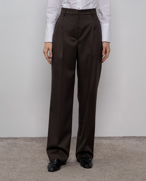 Brunello Cucinelli Brown wool and cashmere pants MP513P9019