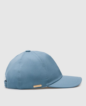 Enrico Mandelli Blue wool cap with metal logo CAPD014531