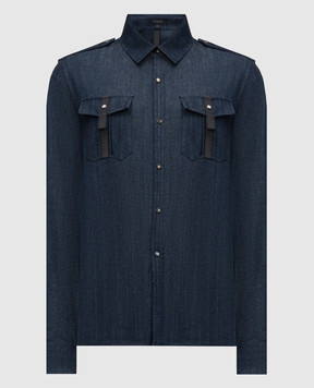 Sease Camicia blue denim shirt with reflective branded patches JJ043TN413