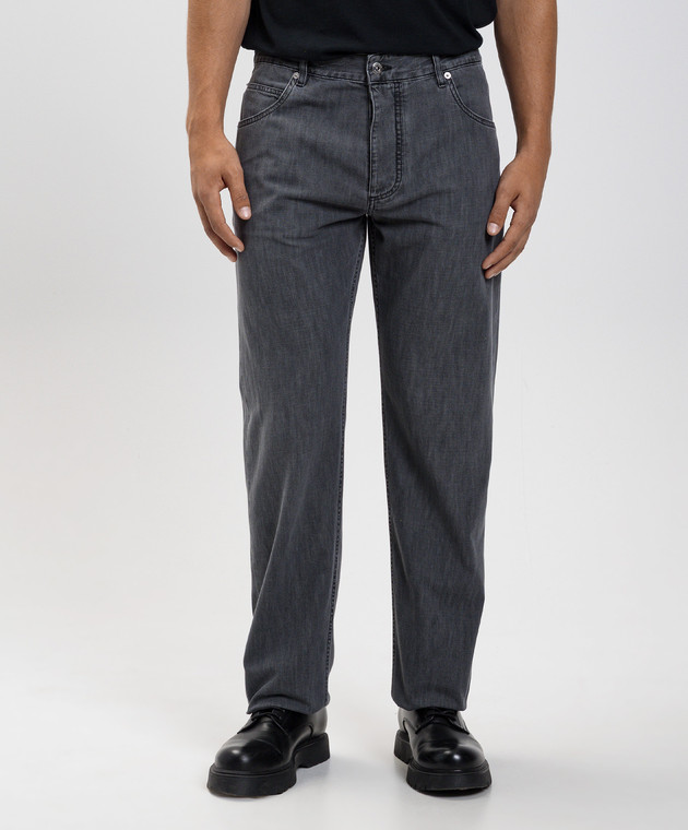 Bottega Veneta - Grey jeans with logo patch 813511V5SO0 - shop